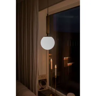 hanglamp Torrano Ø 15 cm travertijn van Globen Lighting in Beige, Wit, Geborsteld messing – productfoto 1 van 2