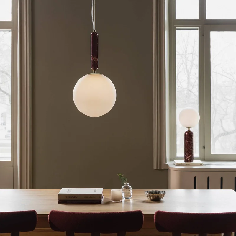hanglamp Torrano, rood, Ø 30 cm, marmer by Globen Lighting in Rosso levanto, White – product photo 2 of 5