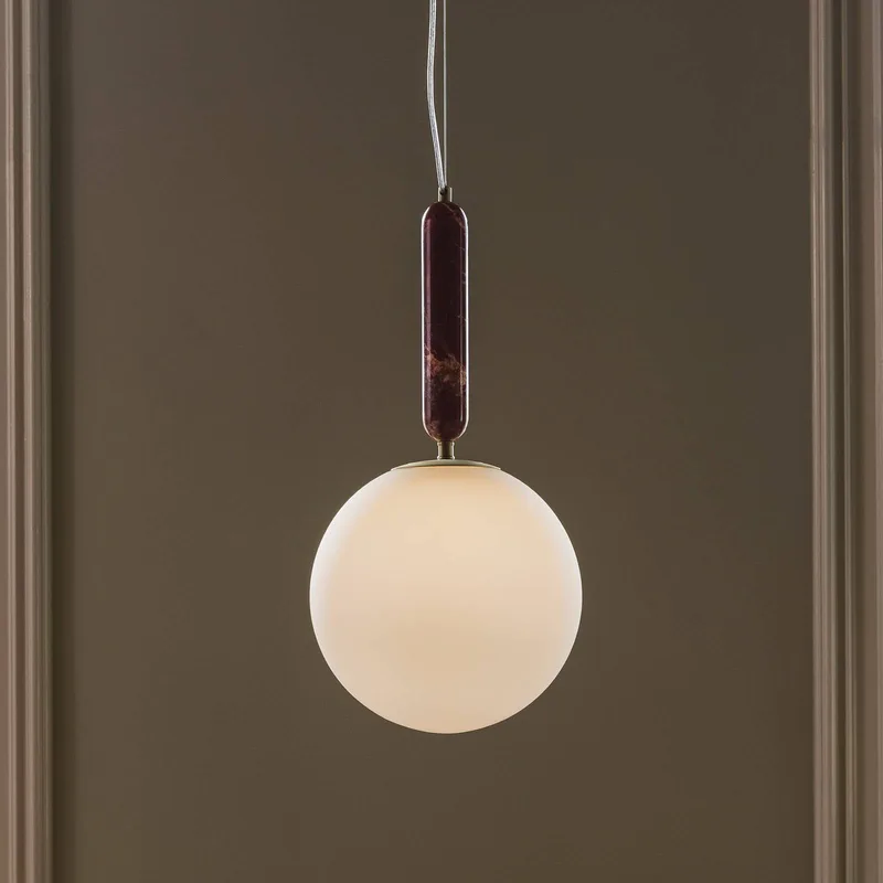 hanglamp Torrano, rood, Ø 30 cm, marmer by Globen Lighting in Rosso levanto, White – product photo 1 of 5