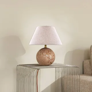 tafellamp Castello, roze/beige, hoogte 28 cm fra Globen Lighting i Beige, Roze gemarmerd – produktbillede 1 af 2