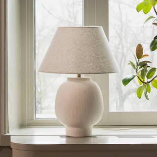 tafellamp Lorenzo, hoogte 46 cm, keramiek de Globen Lighting en Beige – photo produit 1 sur 3