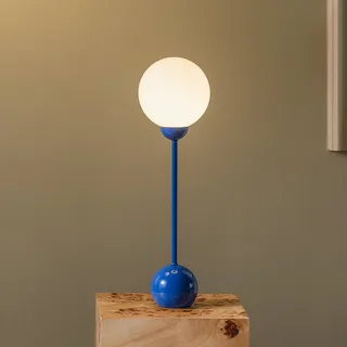 tafellamp Ripley blauw, hoogte 52 cm, ijzer/glas från Globen Lighting i Blå, Vit – produktbild 1 av 4