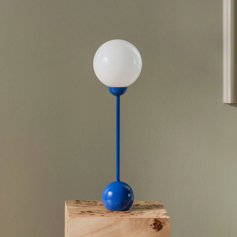 tafellamp Ripley blauw, hoogte 52 cm, ijzer/glas från Globen Lighting i Blå, Vit – produktbild 2 av 4
