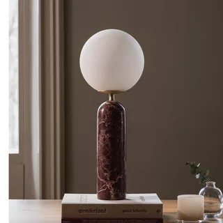 tafellamp Torrano, rood, hoogte 53 cm, marmer från Globen Lighting i Rosso levanto, Vit – produktbild 2 av 4