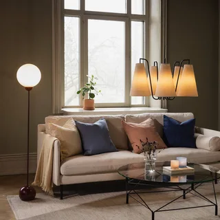 vloerlamp Ripley, bordeauxrood glas 144 cm från Globen Lighting i Vit, Bordeauxrood – produktbild 3 av 5