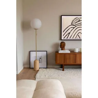 Lampe sur pied Torrano Travertine de Globen Lighting en Beige, Blanc, Geborsteld messing – photo produit 3 sur 3