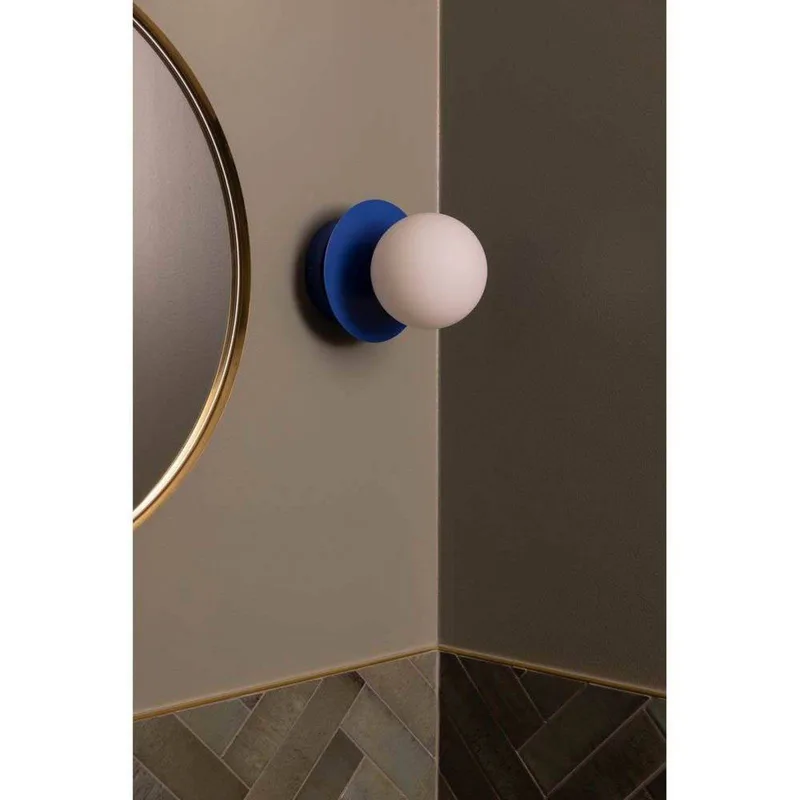 wandlamp ART DECO, blauw/wit, Ø 16 cm, IP44 fra Globen Lighting i Blå, Hvid – produktbillede 5 af 5