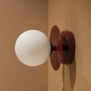 ART DECO Wandleuchte burgunder/weiß Glas von Globen Lighting in Bordeauxrood, Weiß – Produktfoto 1 von 2
