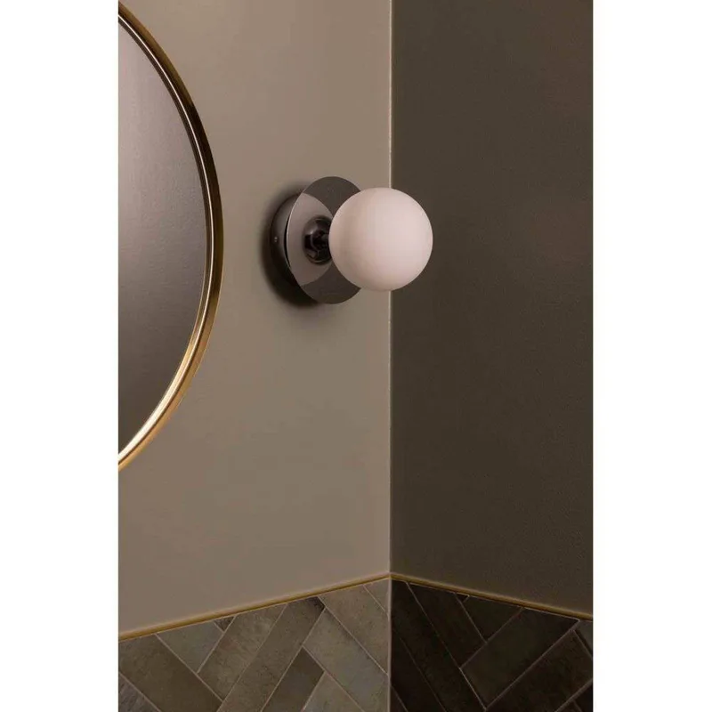 wandlamp ART DECO, chroom/wit Ø 16 cm IP44 van Globen Lighting in Chroom, Wit – productfoto 3 van 4