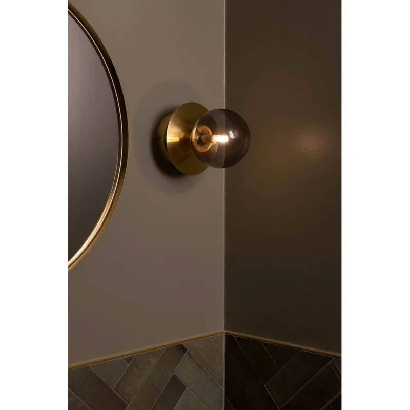 Applique/plafonnier Art Déco IP44 Smoke de Globen Lighting en Geborsteld messing, Rookgrijs – photo produit 5 sur 5