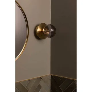 Applique/plafonnier Art Déco IP44 Smoke de Globen Lighting en Geborsteld messing, Rookgrijs – photo produit 4 sur 5