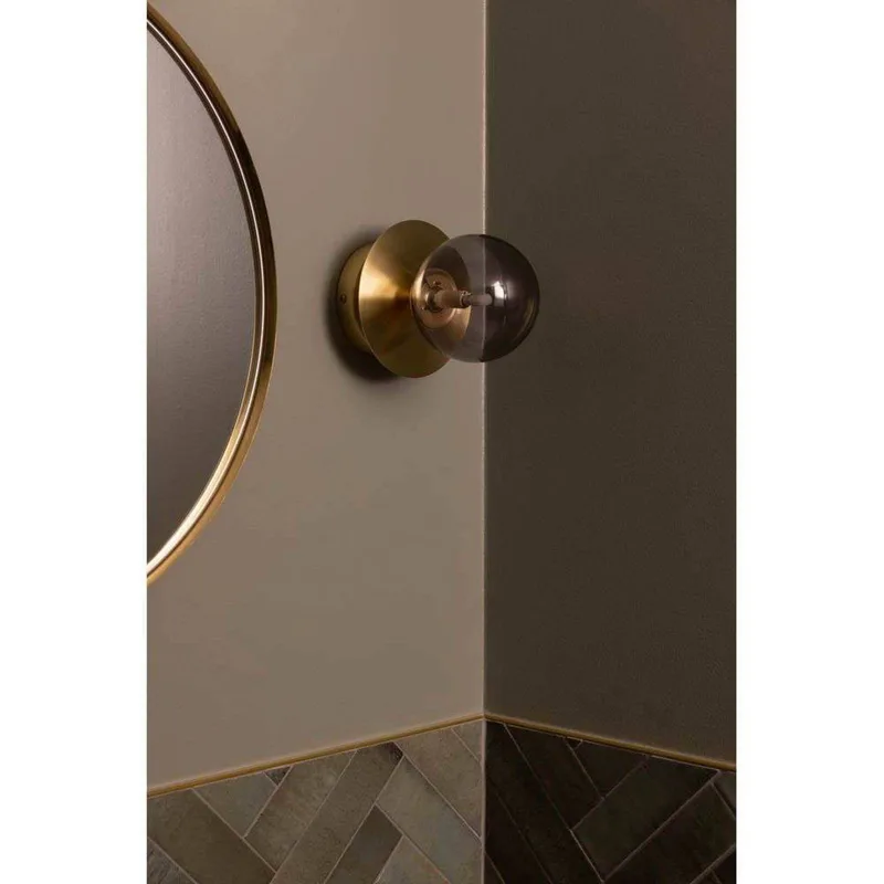 Applique/plafonnier Art Déco IP44 Smoke de Globen Lighting en Geborsteld messing, Rookgrijs – photo produit 4 sur 5
