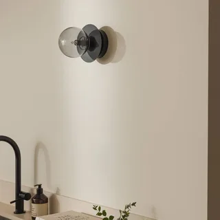 væglampe ART DECO, sort/grå Ø 16 cm IP44 fra Globen Lighting i Rookgrijs, Sort – produktbillede 1 af 2