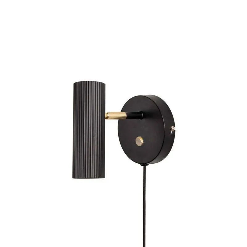 wandlamp Hubble, zwart by Globen Lighting in Black, Geborsteld messing – product photo 1 of 3