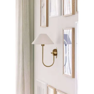 wandlamp IRIS, crème, hoogte 32 cm by Globen Lighting in Cream, Geborsteld messing – product photo 3 of 3