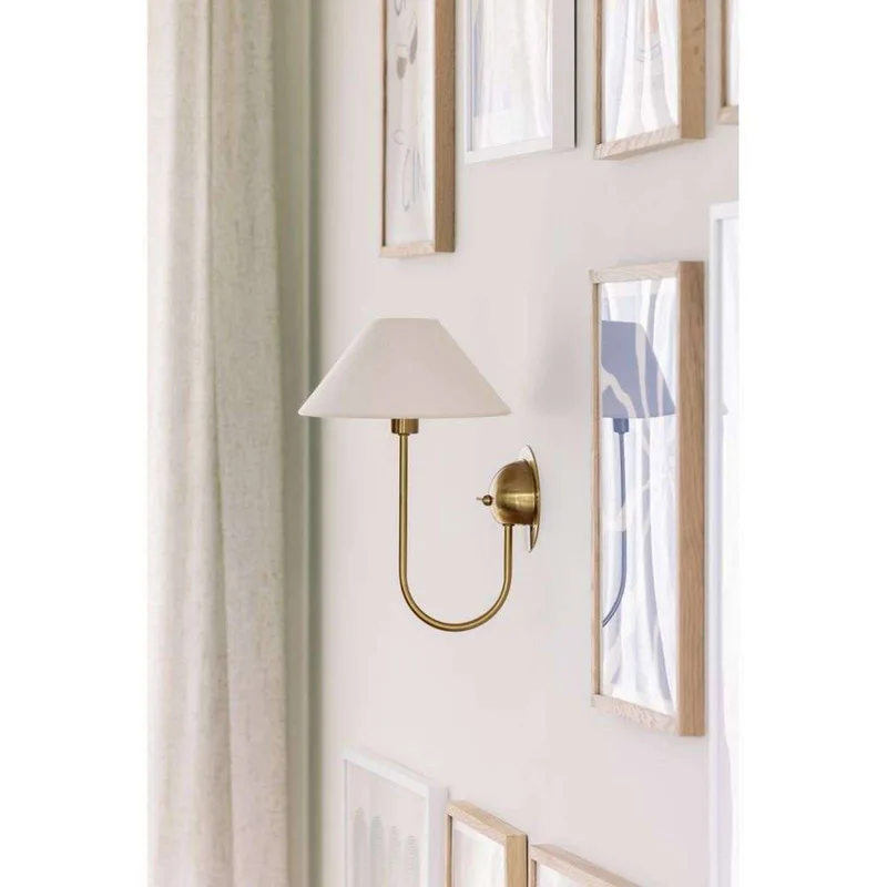 wandlamp IRIS, crème, hoogte 32 cm by Globen Lighting in Cream, Geborsteld messing – product photo 3 of 3