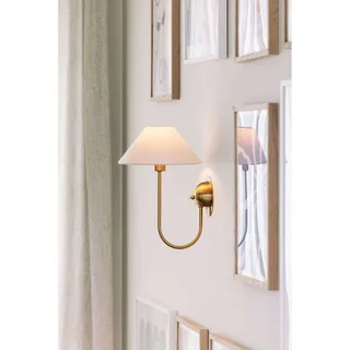 wandlamp IRIS, crème, hoogte 32 cm by Globen Lighting in Cream, Geborsteld messing – product photo 2 of 3