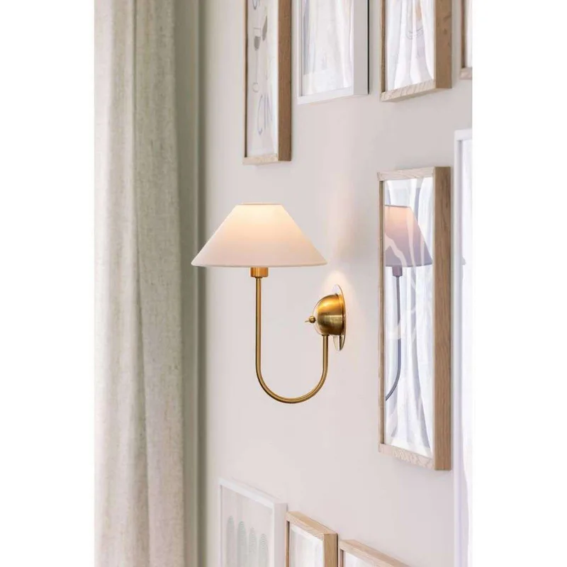wandlamp IRIS, crème, hoogte 32 cm by Globen Lighting in Cream, Geborsteld messing – product photo 2 of 3