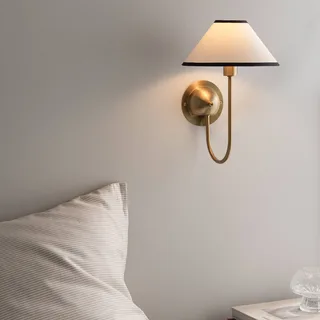 wandlamp IRIS, crèmekleurig, hoogte 32 cm by Globen Lighting in Cream, Geborsteld messing – product photo 2 of 2