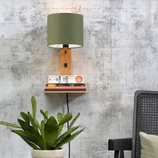 Andes vägglampa med hylla, grön/natur från Good&Mojo i Natur, Grön – produktbild 3 av 4