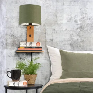 Andes vägglampa med hylla, grön/natur från Good&Mojo i Natur, Grön – produktbild 4 av 4