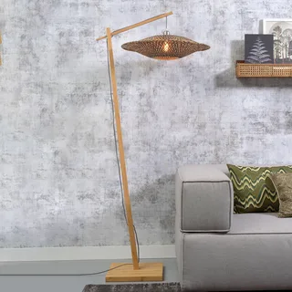 Bali vloerlamp, frame naturel, Ø 60 cm van Good&Mojo in Naturel – productfoto 1 van 5
