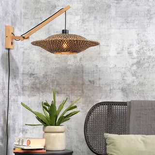 Bali wandlamp met 1 arm, naturel, 44 x 12 cm de Good&Mojo en Naturel, Noir – photo produit 2 sur 5