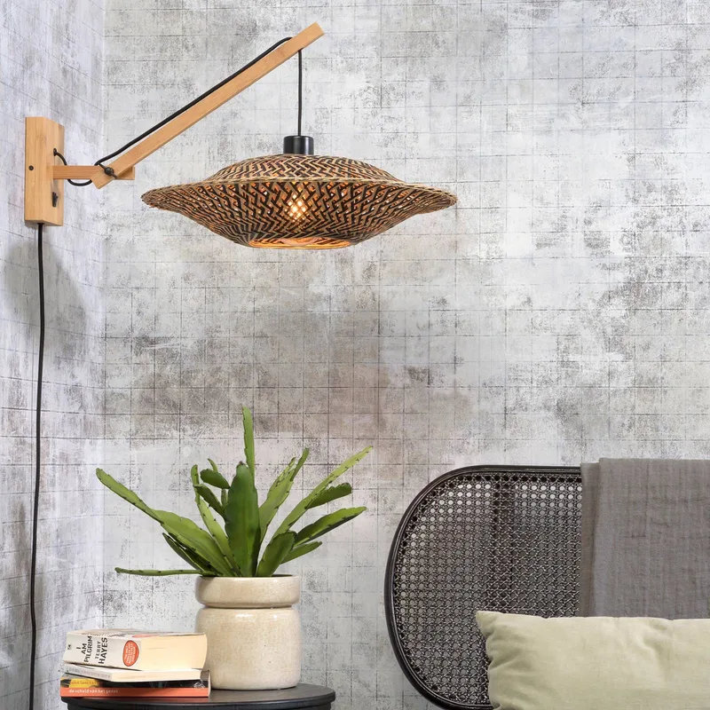 Bali wandlamp met 1 arm, naturel, 44 x 12 cm de Good&Mojo en Naturel, Noir – photo produit 2 sur 5