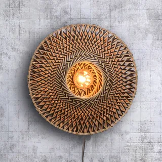 Bali vägglampa i bambu, Ø 44 cm från Good&Mojo i Natur, Svart – produktbild 1 av 5