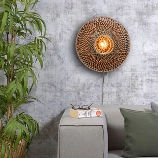 Bali vägglampa i bambu, Ø 44 cm från Good&Mojo i Natur, Svart – produktbild 2 av 5