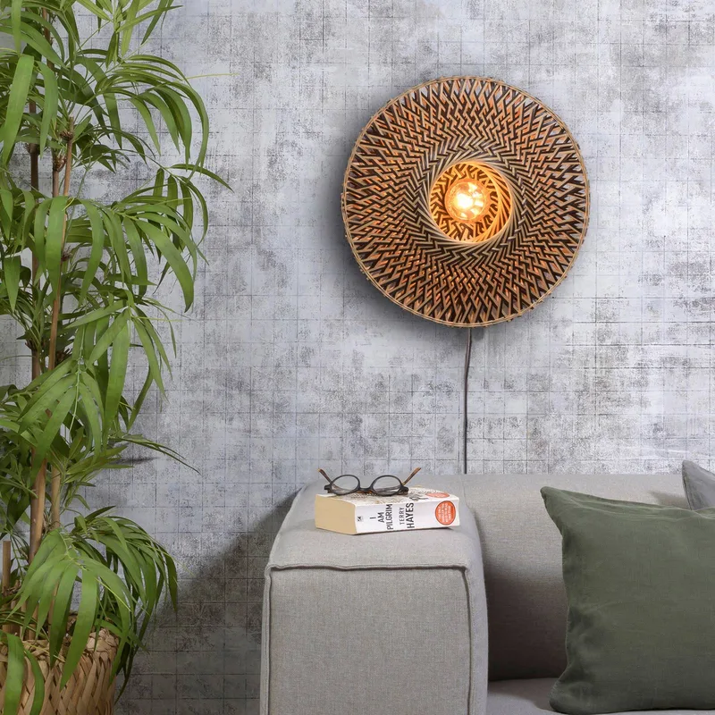 Bali vägglampa i bambu, Ø 44 cm från Good&Mojo i Natur, Svart – produktbild 2 av 5