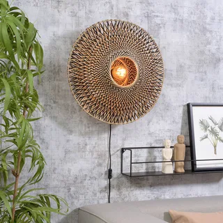 Bali Wandleuchte aus Bambus, Ø 60 cm von Good&Mojo in Natur, Schwarz – Produktfoto 2 von 5