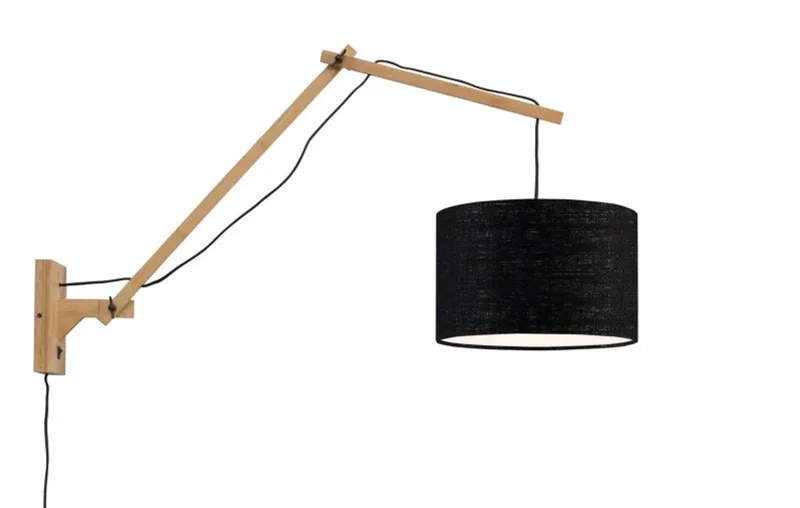 Bamboe LED wandlamp Andes, 1X E27 max 40W, zwart van Good&Mojo in Zwart – productfoto