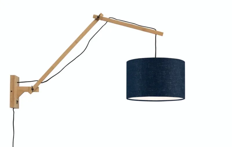 Bamboe LED Wandlamp Andes | 1X E27 Max 40W | Blue Denim fra Good&Mojo i Blå – produktbillede