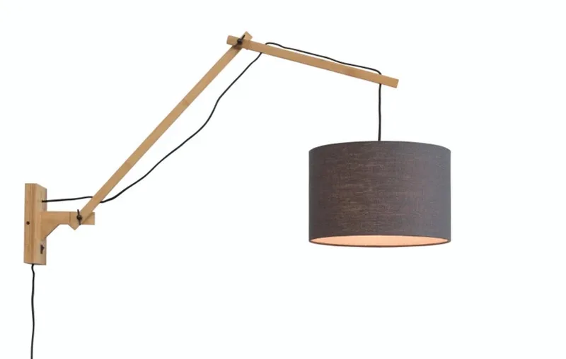 Bamboe LED Wandlamp Andes | 1X E27 Max 40W | Dark Grey by Good&Mojo in Grey – product photo