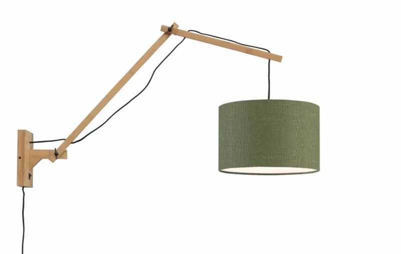 Bamboe LED Wandlamp Andes | 1X E27 Max 40W | Green Forest de Good&Mojo en Vert – photo produit