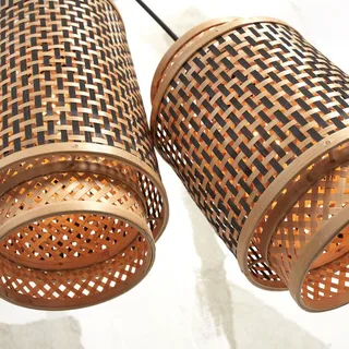 Bhutan hanglamp, 2-lamps. van Good&Mojo in Naturel, Zwart – productfoto 5 van 5