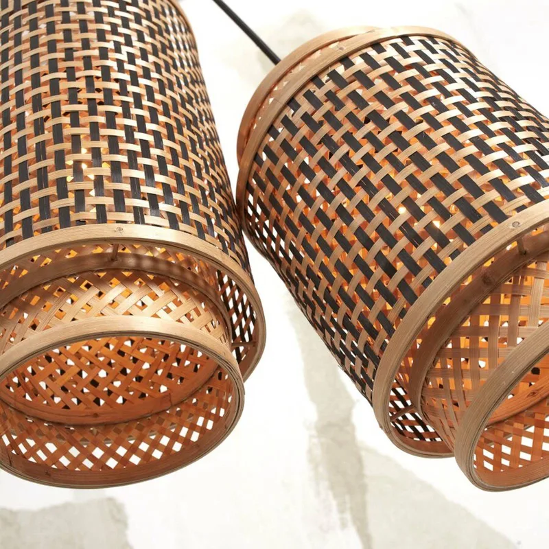 Bhutan hanglamp, 2-lamps. van Good&Mojo in Naturel, Zwart – productfoto 5 van 5