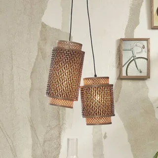 Bhutan hanglamp, 2-lamps. van Good&Mojo in Naturel, Zwart – productfoto 1 van 5