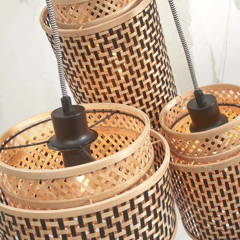 Bhutan hanglamp, 3-lamps van Good&Mojo in Naturel, Zwart – productfoto 4 van 5