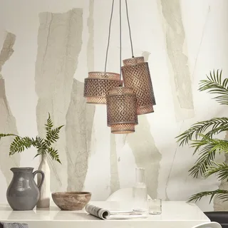 Bhutan hanglamp, 3-lamps van Good&Mojo in Naturel, Zwart – productfoto 2 van 5