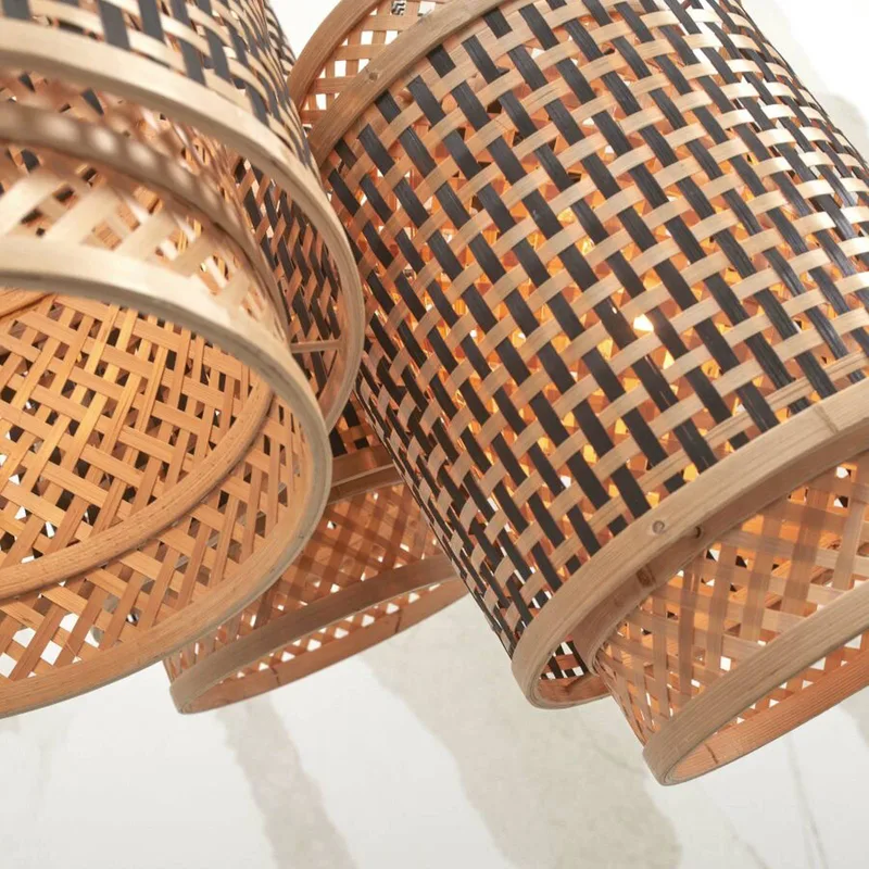 Bhutan hanglamp, 3-lamps van Good&Mojo in Naturel, Zwart – productfoto 5 van 5