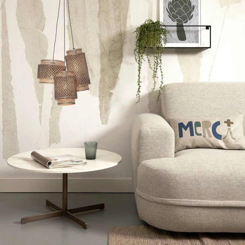 Bhutan hanglamp, 3-lamps van Good&Mojo in Naturel, Zwart – productfoto 3 van 5