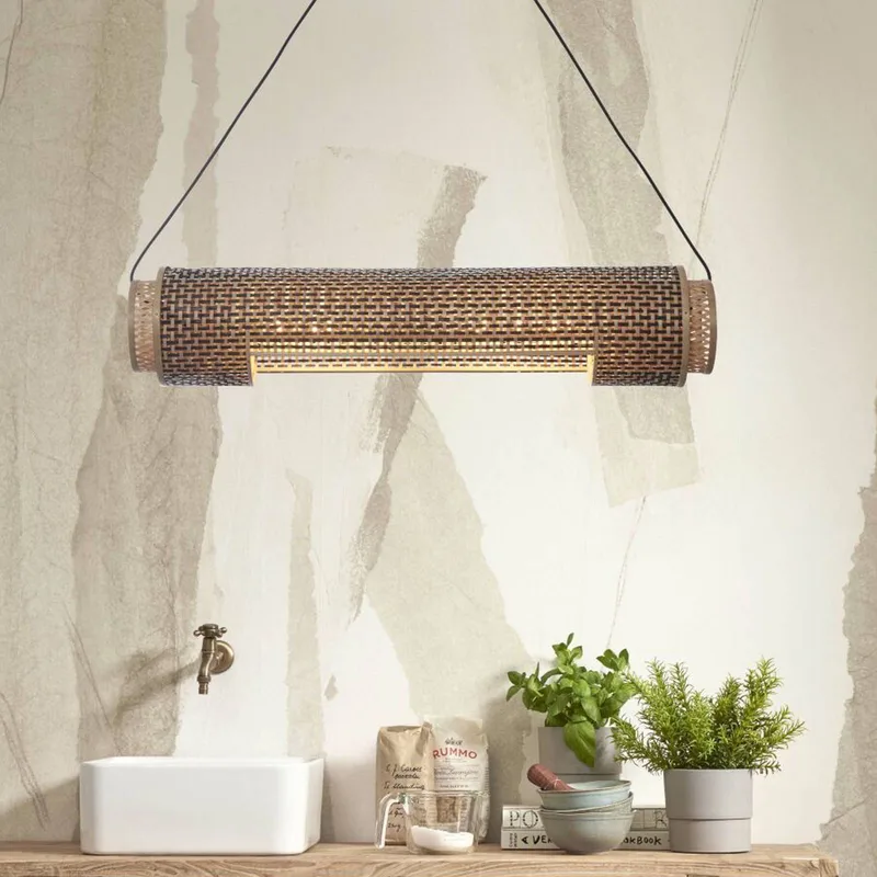 Bhutan hänglampa 85 cm natur/svart från Good&Mojo i Natur, Svart – produktbild 2 av 5