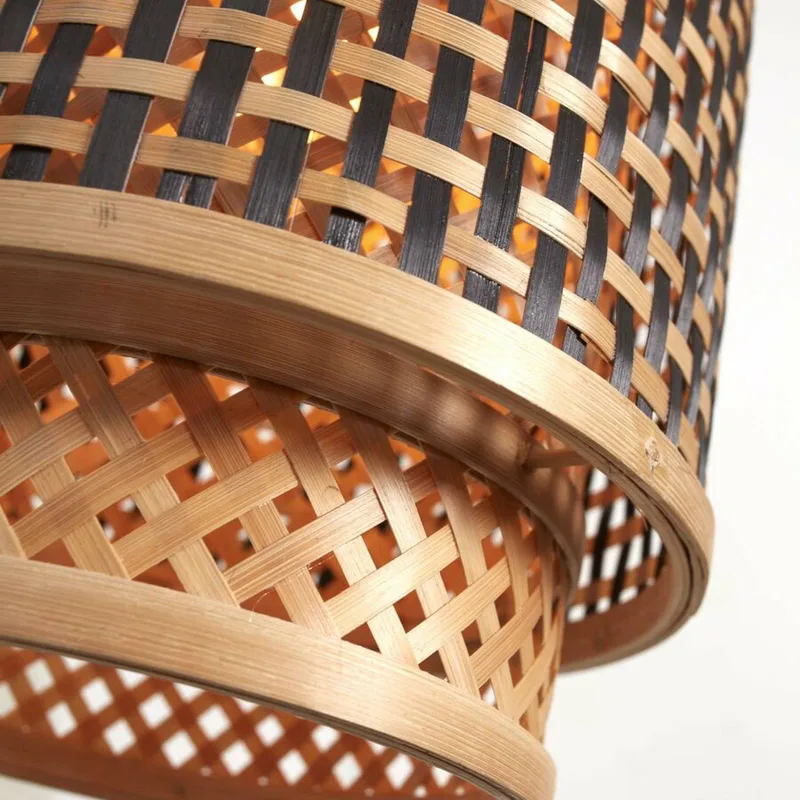 Bhutan hanglamp van bamboe, 18 x 35 cm by Good&Mojo in Natural, Black – product photo 4 of 5