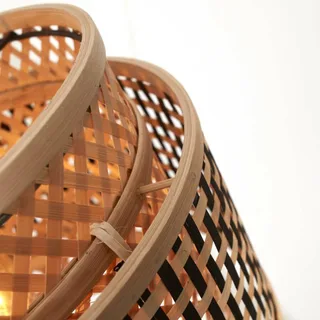 Bhutan hanglamp van bamboe 25x20 cm van Good&Mojo in Naturel, Zwart – productfoto 4 van 5