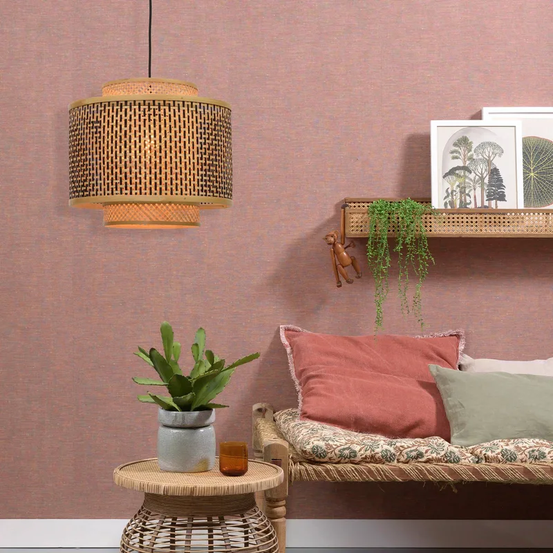 Bhutan hanglamp van bamboe Ø 40 cm de Good&Mojo en Naturel, Noir – photo produit 5 sur 5