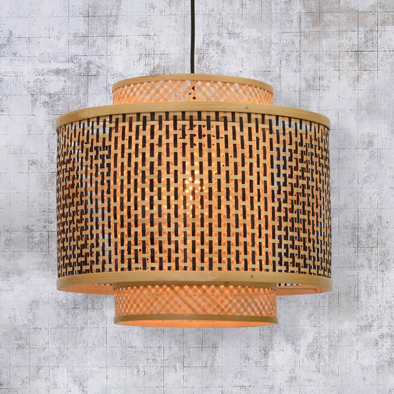 Bhutan hanglamp van bamboe Ø 40 cm de Good&Mojo en Naturel, Noir – photo produit 1 sur 5