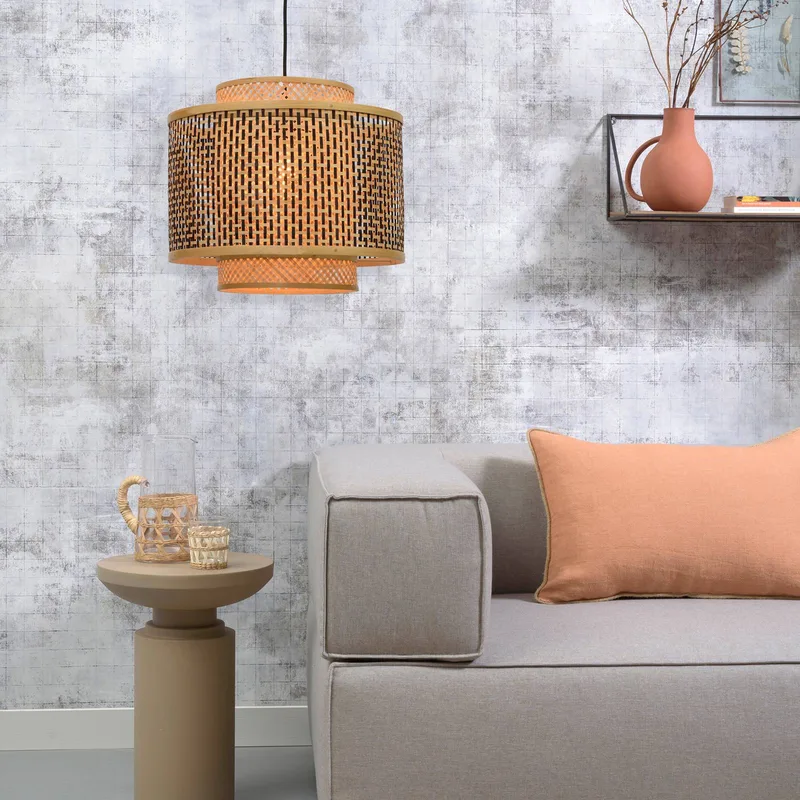 Bhutan hanglamp van bamboe Ø 40 cm de Good&Mojo en Naturel, Noir – photo produit 3 sur 5