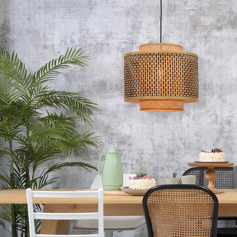 Bhutan hanglamp van bamboe Ø 40 cm de Good&Mojo en Naturel, Noir – photo produit 2 sur 5